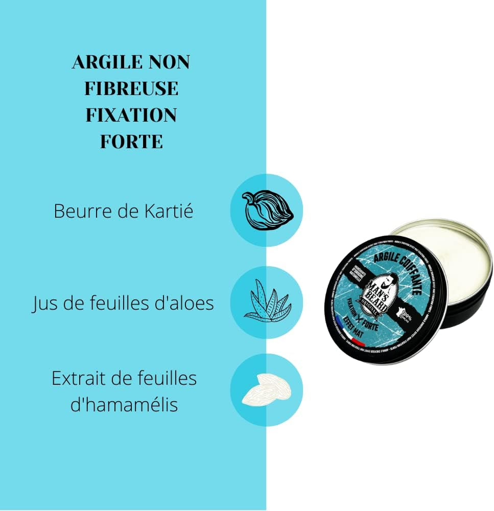 - Argile Matifiante Non Fibreuse Fixation Forte - Ingrédients D'Origine Naturelle - 90 Ml - 100% Fabriqué En France
