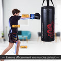 Sac De Boxe Sac De Frappe Kickboxing Pour Enfant Avec 2 Gants Corde À Sauter Chaîne Suspension