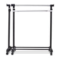 Portant À Vêtement Mobile Et Télescopique Hauteur Largeur Réglables Capacité 20Kg 91-160X43X93-168Cm Noir Et Argent