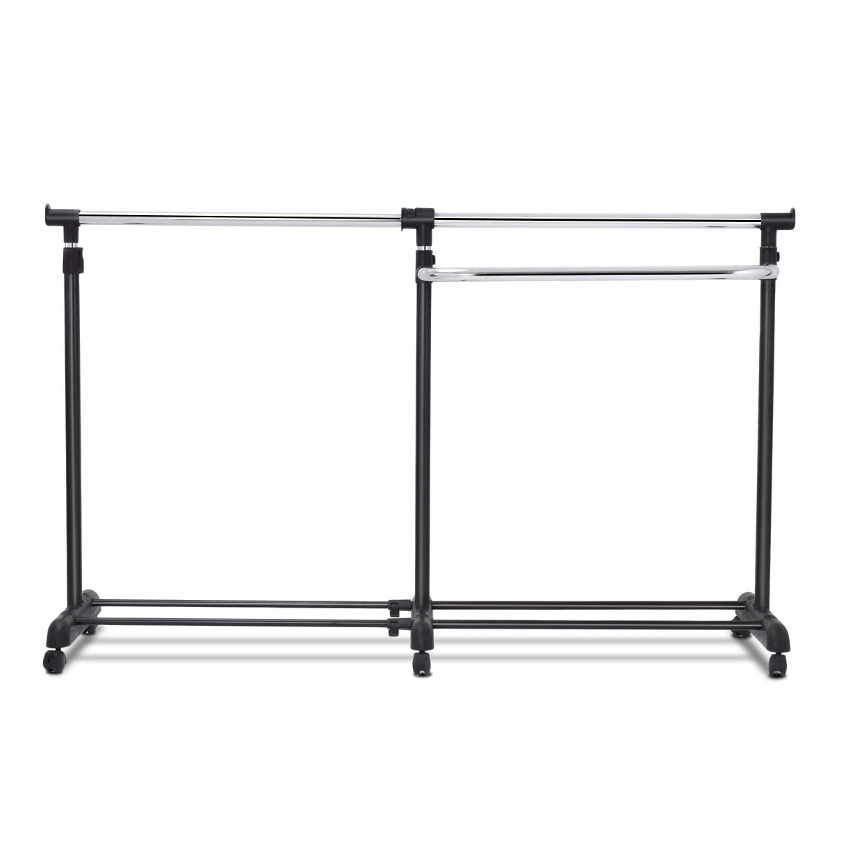 Portant À Vêtement Mobile Et Télescopique Hauteur Largeur Réglables Capacité 20Kg 91-160X43X93-168Cm Noir Et Argent
