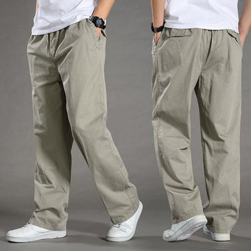 Men's Overalls Cotton Loose Casual Pants Straight Trousers