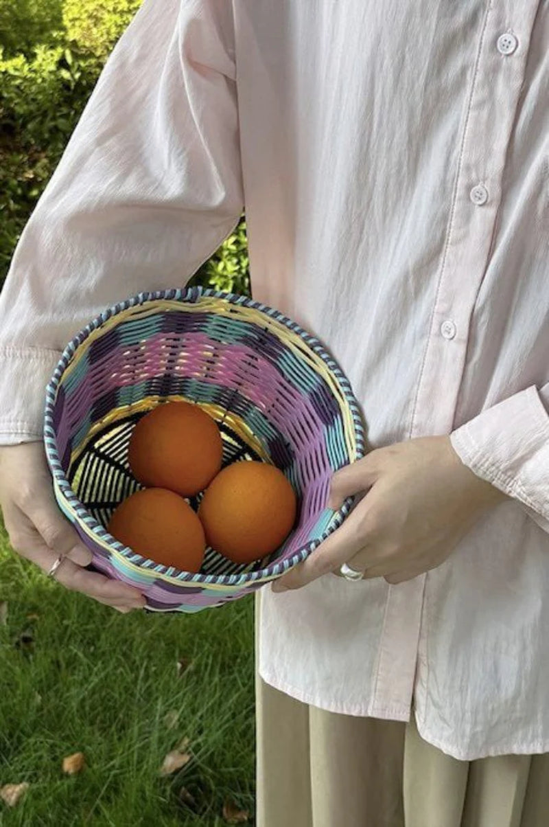 Handwoven Dopamine Tabletop Storage Basket for Fruit & Veges