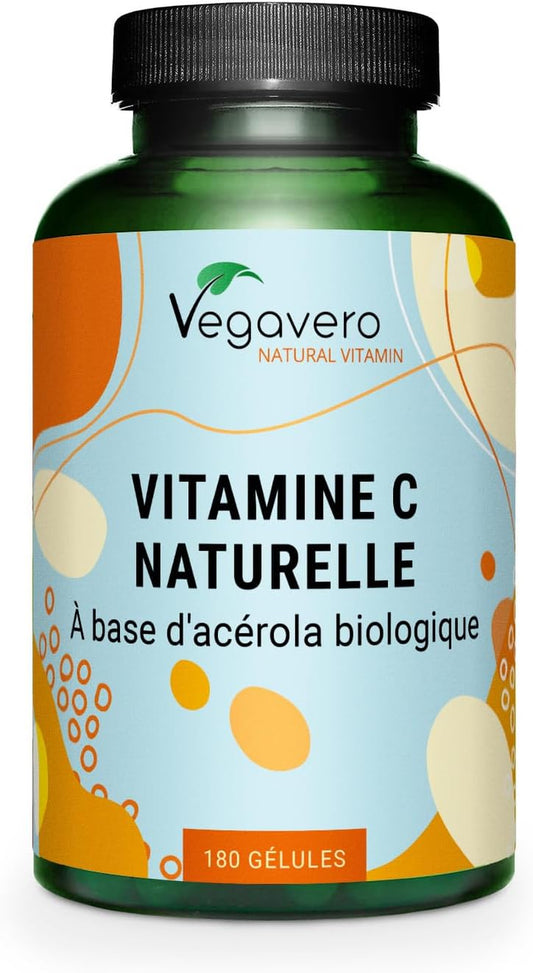 Acerola Vitamine C BIO ® | UNIQUE : 100% NATURELLE - Sans Additifs | Extraction En FRANCE | 180 Gélules | 1060 Mg D’Extrait Par Dose | VEGAN