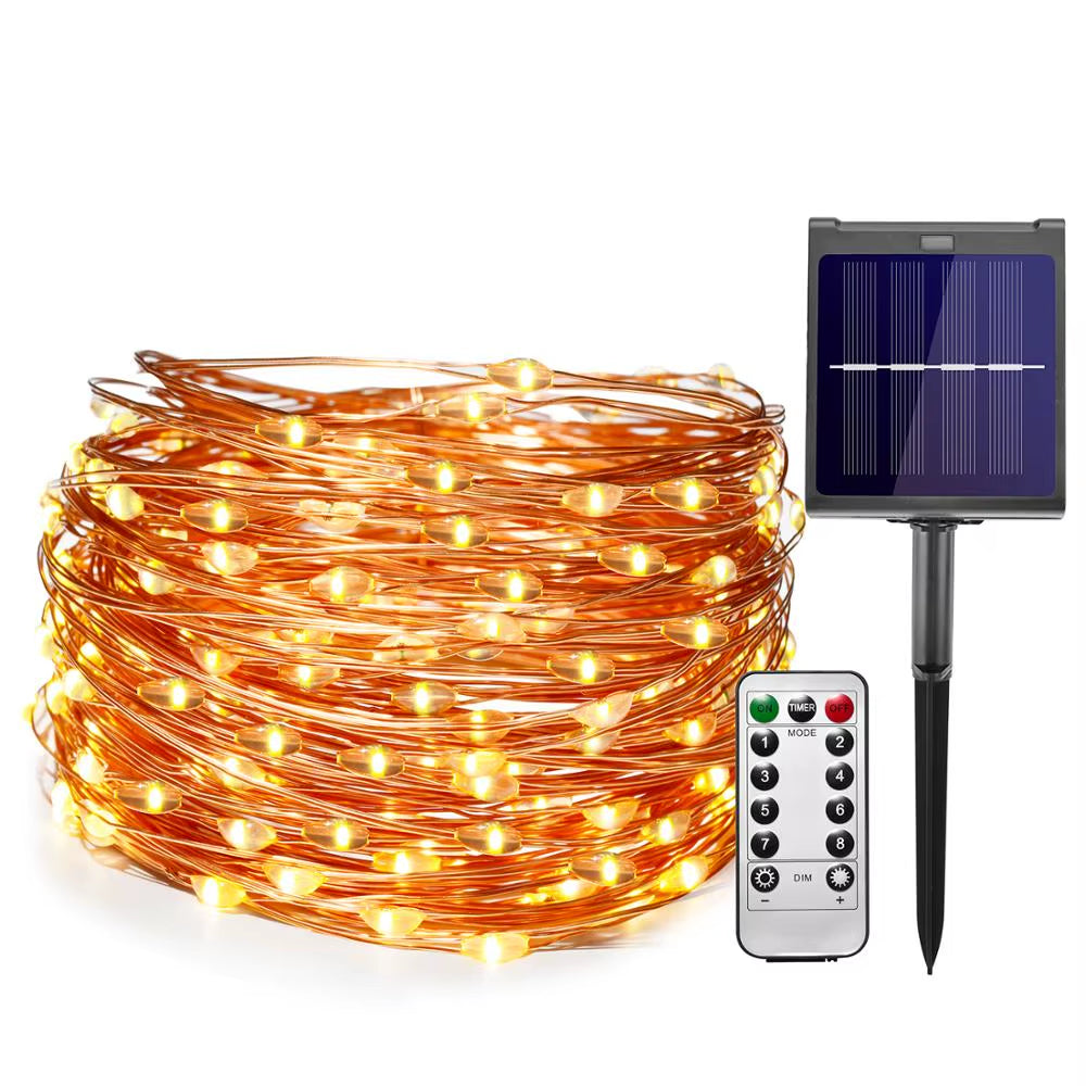 IR LED Outdoor Solar String Light IP65 with 8Mode Remote Control for Holiday Wedding Christmas Party Garland Solar Garden Light