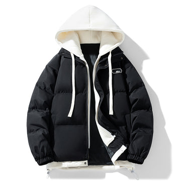 Fake Two-piece Cotton-padded Coat Thickened Hooded Warm Jacket