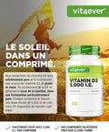 Vitamine D3 5000 I.E. Depot - 500 Comprimés - Haute Dose - Végétarien - Haute Pureté - 5 Doses Quotidiennes 1000 I.E. Par Jour