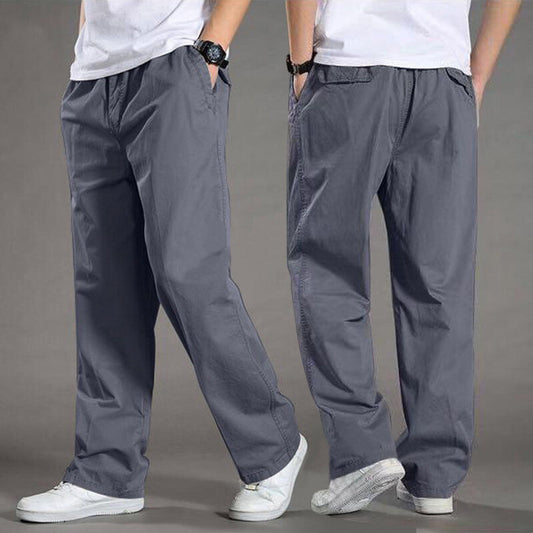 Men's Overalls Cotton Loose Casual Pants Straight Trousers