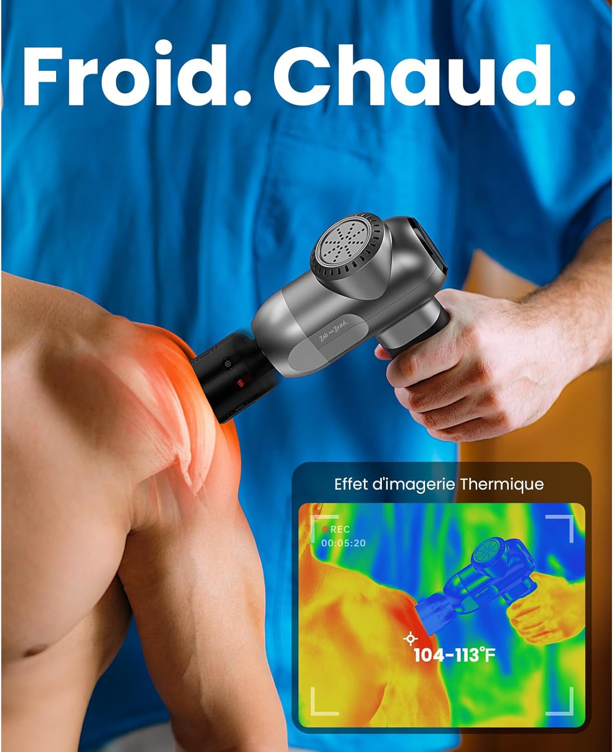 Pistolet De Massage Avec Thérapie Par Le Chaud Et Le Froid,  C2 Pro Masseur De Tissus Profonds Avec Chaleur,Pour Le Gymnase, La Maison, La Récupération, Le Soulagement De La Douleur