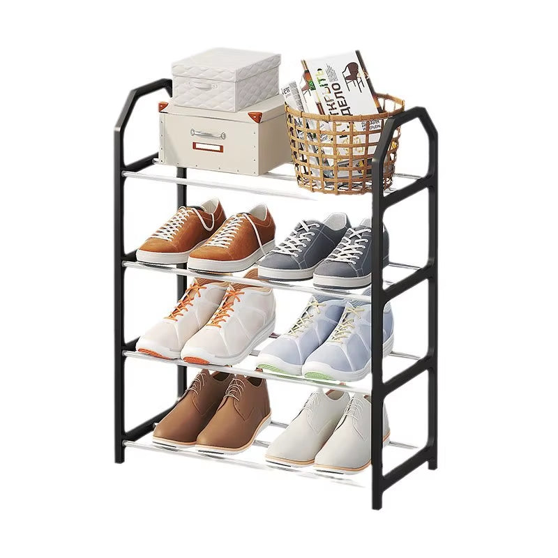 4 Floor Assembly Creative Home Shoe Rack Dormitory Door Storage Rack Storage Shoe Cabinet Components Home Supplies Black 2 Sets