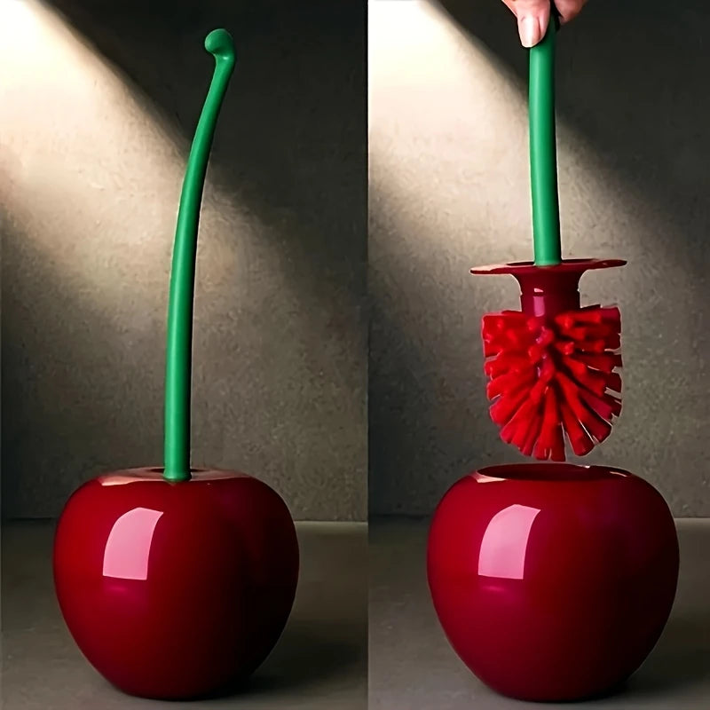 1pc Novelty Cherry-Shaped Toilet Brush with Holder.