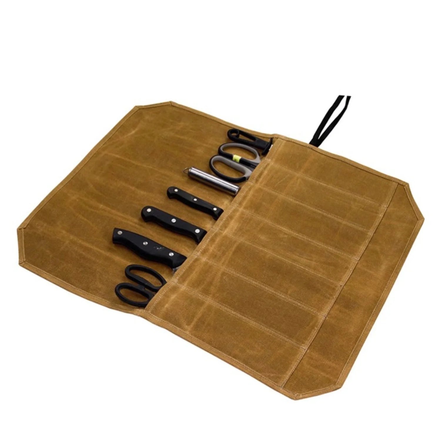 Waxed Canvas Knife Storage Roll - Organize Your Kitchen Knives in Style