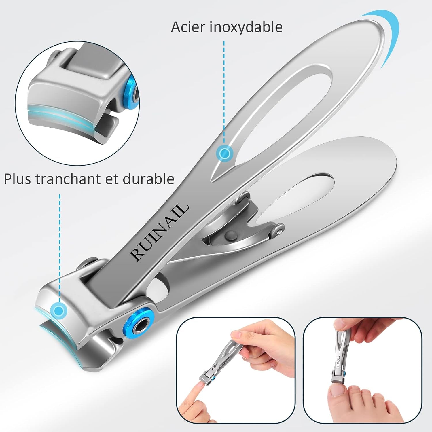 Coupe Ongle Pour Ongles Épais Coupe Ongle Large Ouverture Coupe-Ongles Ouverture Extra Large, Adaptés Aux Seniors, Hommes Et Femmes, Tranchants Et Durables, Faciles À Utiliser (Argenté)