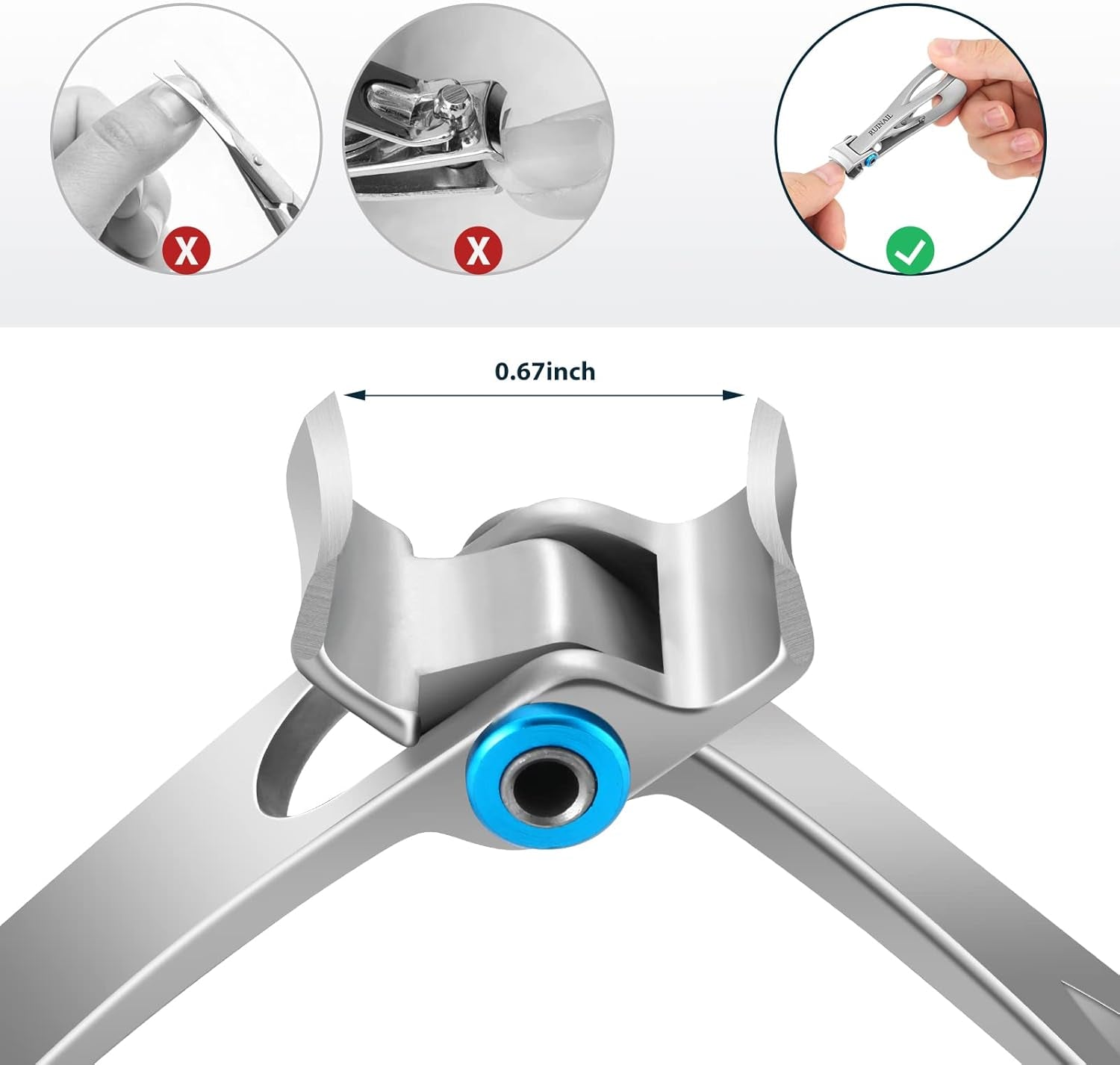 Coupe Ongle Pour Ongles Épais Coupe Ongle Large Ouverture Coupe-Ongles Ouverture Extra Large, Adaptés Aux Seniors, Hommes Et Femmes, Tranchants Et Durables, Faciles À Utiliser (Argenté)