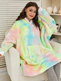 Oversized Hoodie Sweatshirt Women Tie Dye Hoodies Fleece Giant Wearable Blanket with Sleeves Winter Pullover Sudadera Mujer