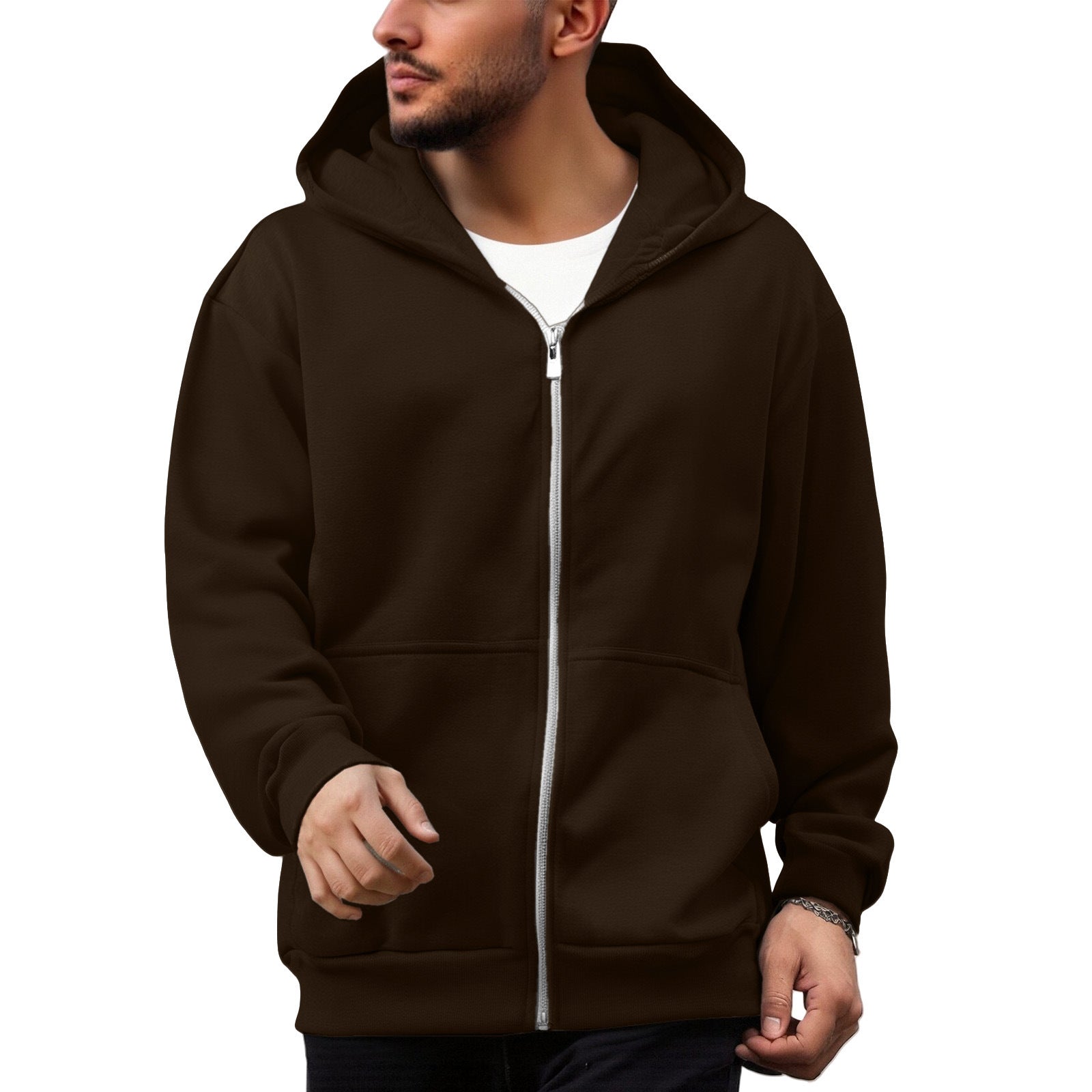 Backpack Men's Loose Sports And Leisure Hooded Zipper Sweatshirt