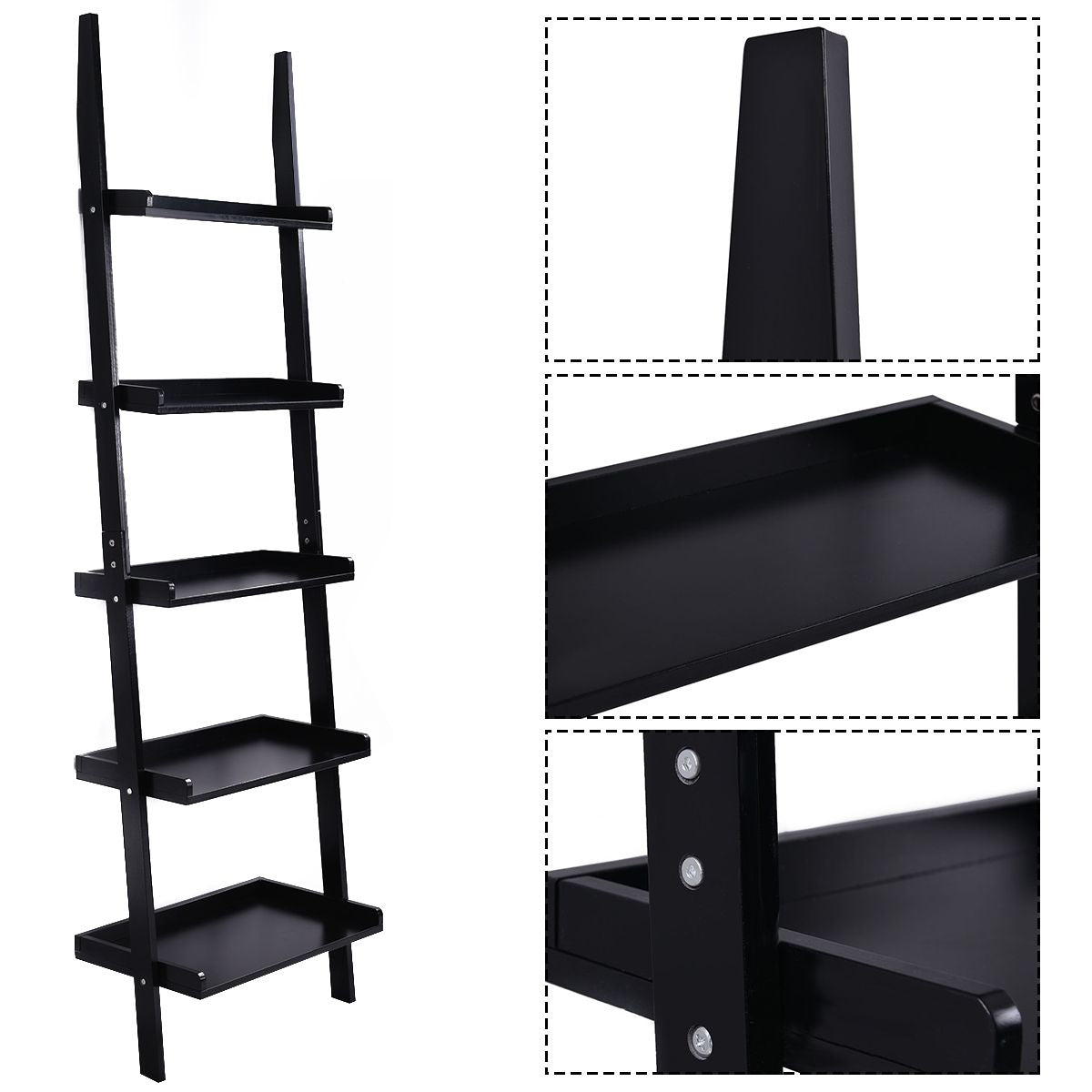 Étagère Échelle Étagère Murale Avec 5 Étages De Rangement Pour Salle De Bain,Salon, Etc.