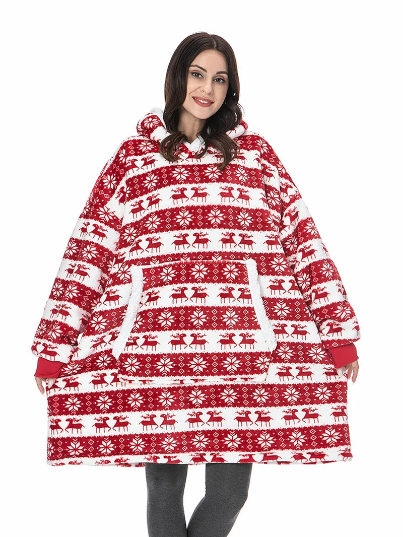 Oversized Hoodie Sweatshirt Women Tie Dye Hoodies Fleece Giant Wearable Blanket with Sleeves Winter Pullover Sudadera Mujer