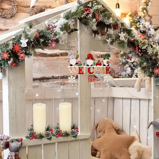 Panneau de Noël en bois avec flocons – 22,2 cm.