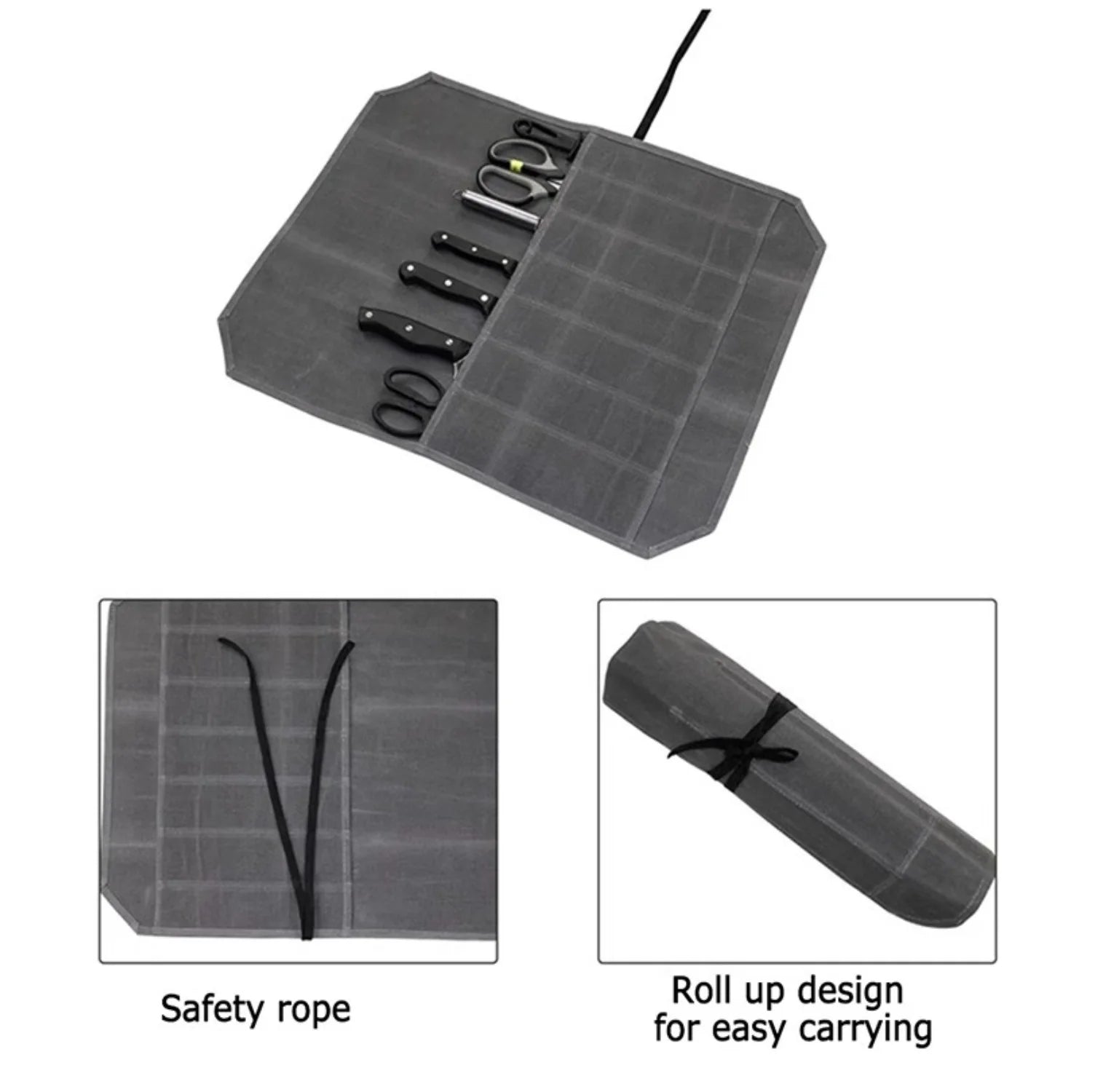 Waxed Canvas Knife Storage Roll - Organize Your Kitchen Knives in Style