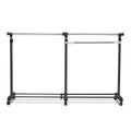 Portant À Vêtement Mobile Et Télescopique Hauteur Largeur Réglables Capacité 20Kg 91-160X43X93-168Cm Noir Et Argent