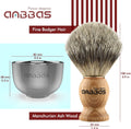Anbbas 4 Kits Blaireaux Rasage Avec La Poignée En Bois De Fraxinus Mandschurica Et Bol De Rasage En Acier Inoxydable Et Support Rasoir+Savon Au Lait De Chèvre 100G Pour Homme Brosse