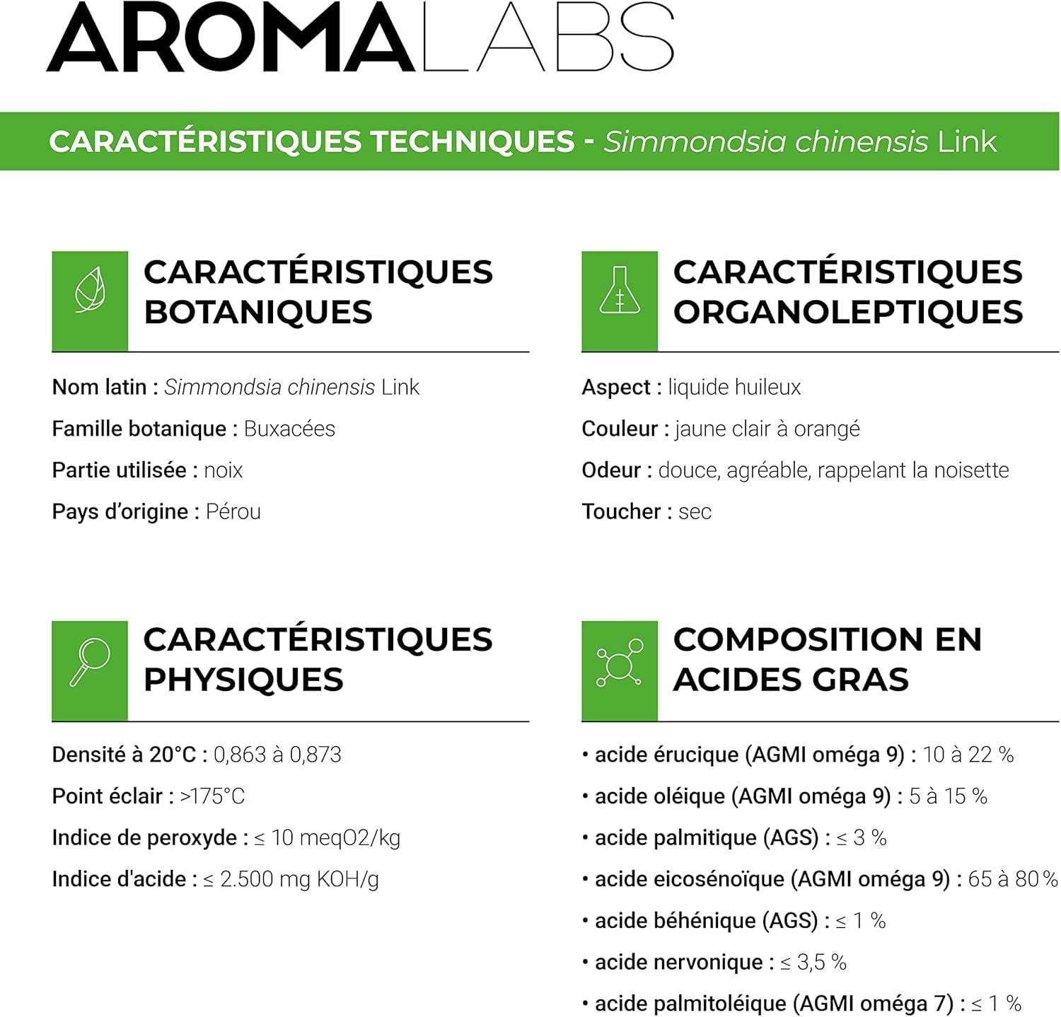 Jojoba BIO (Simmondsia Chinensis) - 100 Ml - Huile Végétale Vierge Et Certifiée Cosmos -  - Made in France