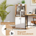 Bibliothèque Avec Armoire À Double Porte Etagère Haute À 3 Niveaux Cubes Ouverts Vitrine Moderne Organisateur De Rangement 60X30X140Cm
