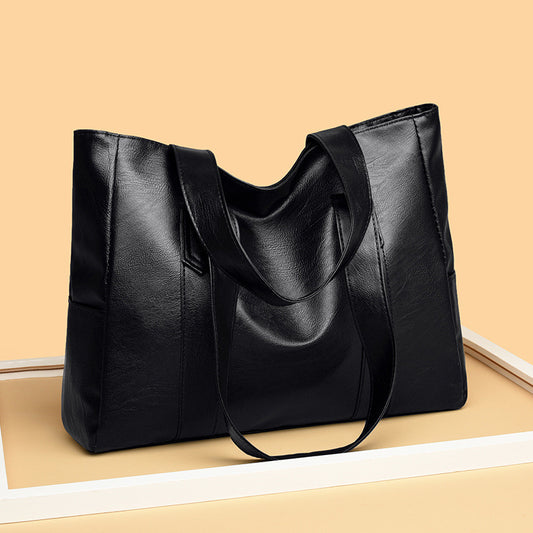 Retro High Sense Soft Leather Tote Simple Versatile Handbag Commuter Texture Ladies Underarm Bag