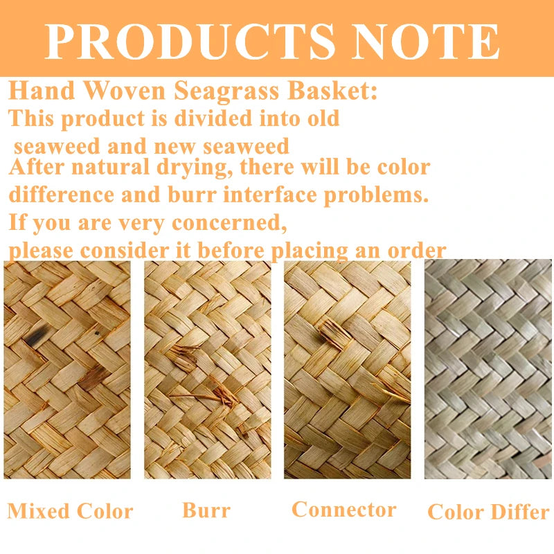 Luanqi Wicker Basket Toy Organizer Folding Rattan Seagrass Storage Basket Laundry Woven Basket Plant Flower Pot for Home Garden