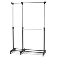 Portant À Vêtement Mobile Et Télescopique Hauteur Largeur Réglables Capacité 20Kg 91-160X43X93-168Cm Noir Et Argent