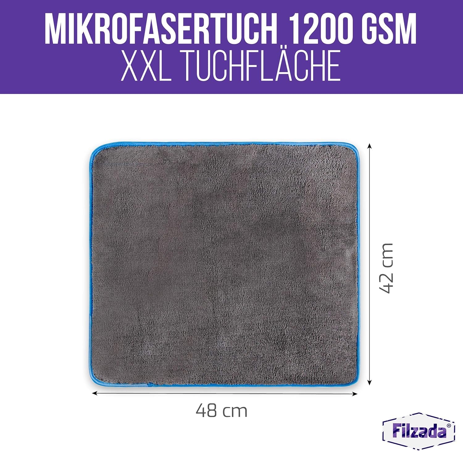 ® 3X Chiffons De Nettoyage En Microfibres Pour Voitures 1200 GSM - Chiffons De Polissage Pour Voitures Pour L'Entretien Professionnel Des Voitures En 42X48Cm