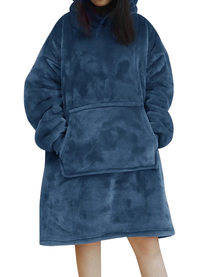 Oversized Hoodie Sweatshirt Women Tie Dye Hoodies Fleece Giant Wearable Blanket with Sleeves Winter Pullover Sudadera Mujer