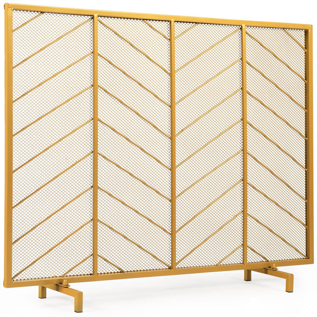 Pare-Feu Pour Cheminée Poêle 1 Grand Volets Long 98 Cm Haut 80 Cm En Métal D'Or