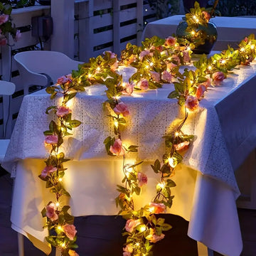 Guirlande lumineuse 20 LED Champagne Rose Flower, 200.0 cm.