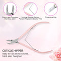 Coupe Cuticule Ongle Avec Poussoir, 3 Pinces Roses Pour Cuticules À Ongles, Pédicure, Pince À Cuticules En Acier Inoxydable, Poussoir À Cuticules À Double Extrémité, Grattoir À Ongles