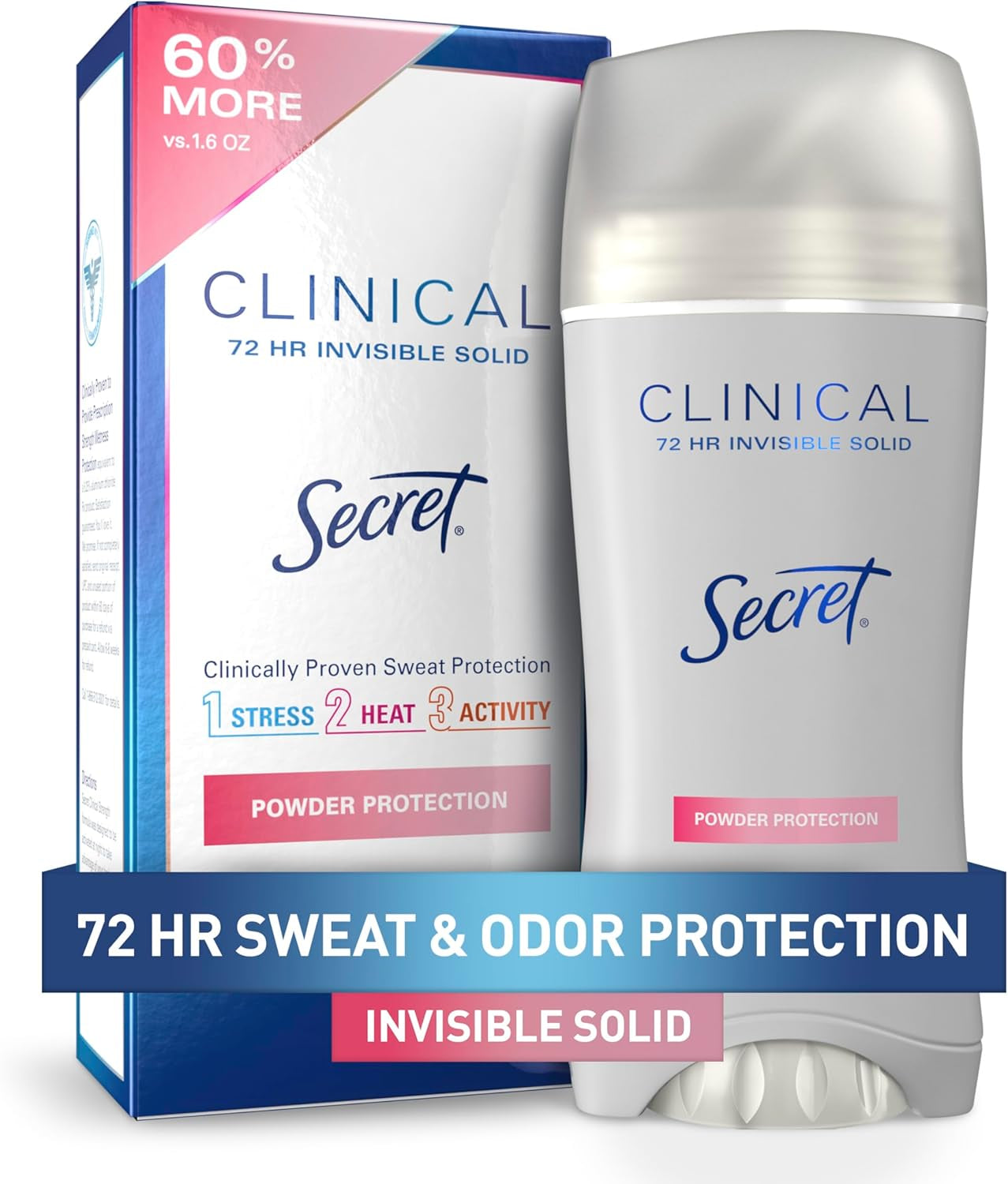 Secret Clinical Strength Invisible Solid Women'S Antiperspirant & Deodorant Powder Protection Scent 2.6 Ounce by Secret