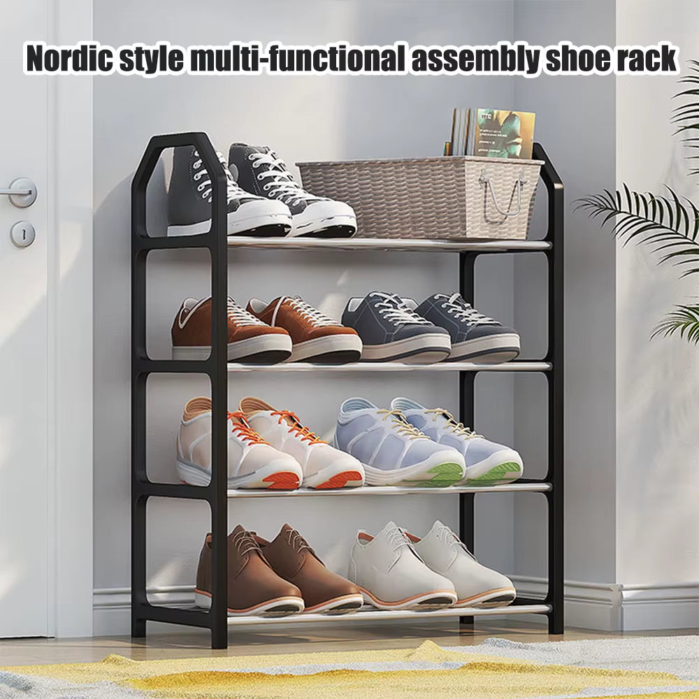 4 Floor Assembly Creative Home Shoe Rack Dormitory Door Storage Rack Storage Shoe Cabinet Components Home Supplies Black 2 Sets