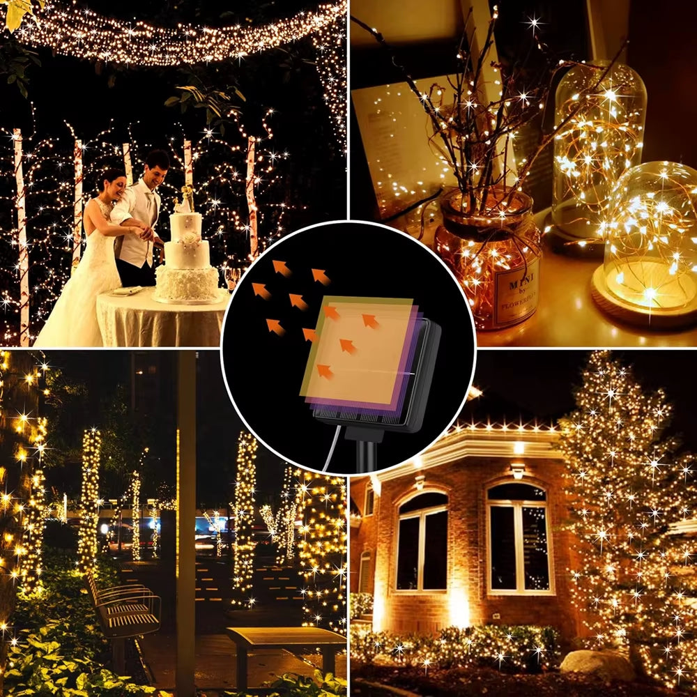 IR LED Outdoor Solar String Light IP65 with 8Mode Remote Control for Holiday Wedding Christmas Party Garland Solar Garden Light