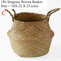 Luanqi Wicker Basket Toy Organizer Folding Rattan Seagrass Storage Basket Laundry Woven Basket Plant Flower Pot for Home Garden