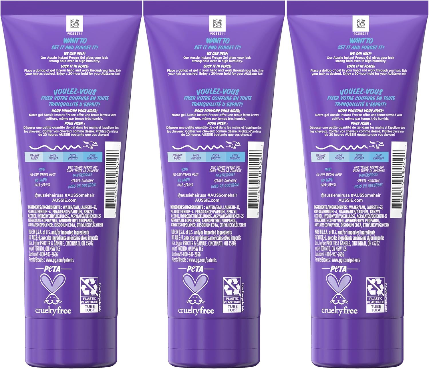 Instant Freeze Sculpting Maximum Hold Hair Gel À L'Huile De Jojoba, Au Calice De Mer Et À L'Aloe Australien, 7 Oz (Lot De 3)