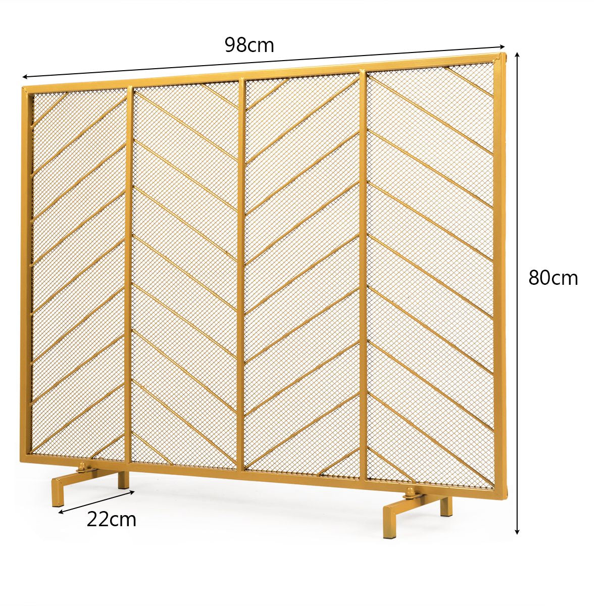 Pare-Feu Pour Cheminée Poêle 1 Grand Volets Long 98 Cm Haut 80 Cm En Métal D'Or