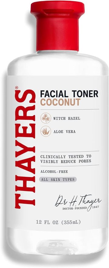 Thayers Lotion Tonique Douce Coco, Hamamélis & Aloe Vera Bio - Hydratation & Pores Resserrés - Sans Alcool - Sans Cruauté Envers Les Animaux - Vegan - 98% D'Ingrédients Naturels - 355 Ml