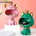 ERMAKOVA Lucky Cat Statue Sculpture Table Decoration Miniature Figurine Sundries Storage Box Modern Living Room Desk Home Decor