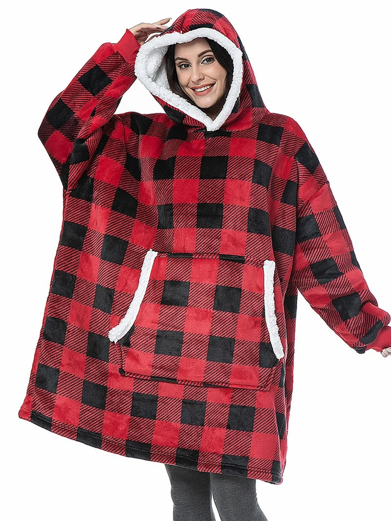 Oversized Hoodie Sweatshirt Women Tie Dye Hoodies Fleece Giant Wearable Blanket with Sleeves Winter Pullover Sudadera Mujer