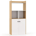 Bibliothèque Avec Armoire À Double Porte Etagère Haute À 3 Niveaux Cubes Ouverts Vitrine Moderne Organisateur De Rangement 60X30X140Cm