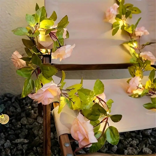 Guirlande lumineuse 20 LED Champagne Rose Flower, 200.0 cm.