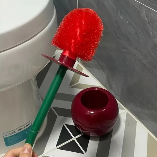 1pc Novelty Cherry-Shaped Toilet Brush with Holder.
