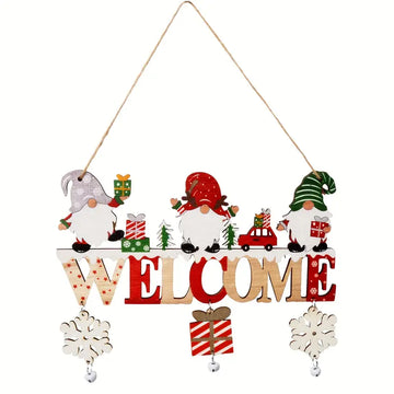 Panneau de Noël en bois avec flocons – 22,2 cm.