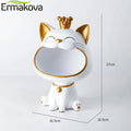 ERMAKOVA Lucky Cat Statue Sculpture Table Decoration Miniature Figurine Sundries Storage Box Modern Living Room Desk Home Decor