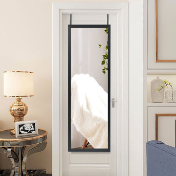 Miroir Mural Suspendu Miroir De Porte 120 X 37 CM Avec Crochets De Suspension Pour Chambre Salon Vestiaire Noir/Blanc/Or